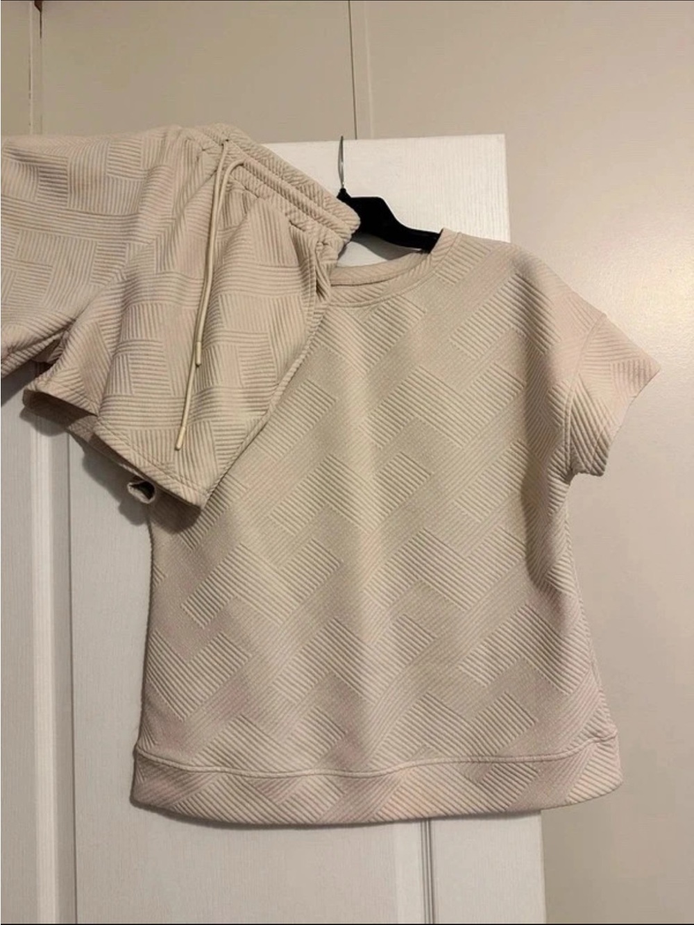Textured Short-Sleeve Shorts Set